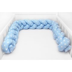 Prémium fonott fejvédő kiságyba 210cm - kék csillagos 