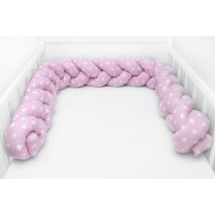   Prémium fonott fejvédő kiságyba 210cm - rózsaszín csillagos 
