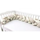 Baby Shop prémium fonott fejvédő kiságyba 250cm - Erdei barátok natúr/zöld 