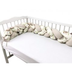   Baby Shop prémium fonott fejvédő kiságyba 250cm - Erdei barátok natúr/zöld 