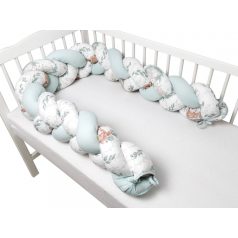   Baby Shop prémium fonott fejvédő kiságyba 220cm - Lulu Natural menta 