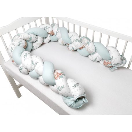 Baby Shop prémium fonott fejvédő kiságyba 220cm - Lulu Natural menta 