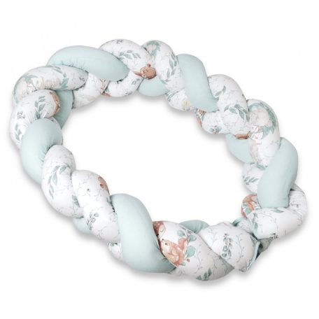 Baby Shop prémium fonott fejvédő kiságyba 220cm - Lulu Natural menta 