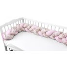 Baby Shop prémium fonott fejvédő kiságyba 250cm - Kis balerina rózsaszín 