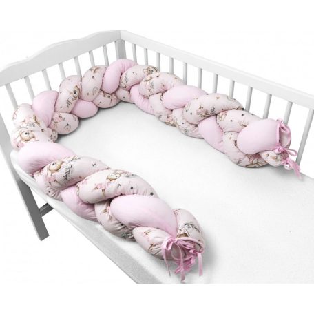 Baby Shop prémium fonott fejvédő kiságyba 250cm - Kis balerina rózsaszín 