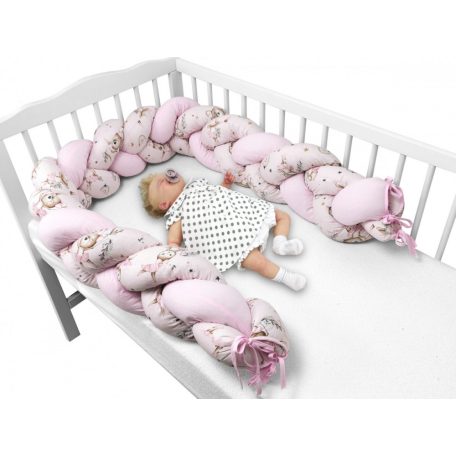 Baby Shop prémium fonott fejvédő kiságyba 250cm - Kis balerina rózsaszín 