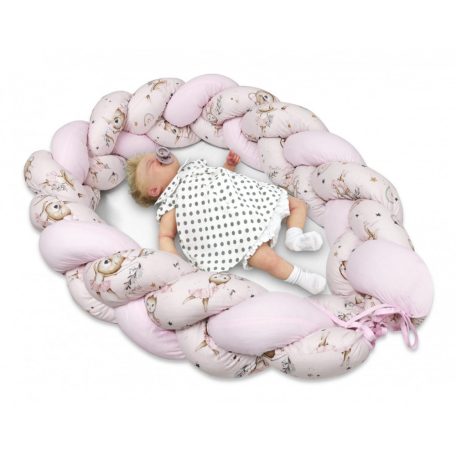 Baby Shop prémium fonott fejvédő kiságyba 250cm - Kis balerina rózsaszín 