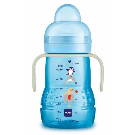 Mam 220 ml Trainer Night 4+ tanulópohár - kék