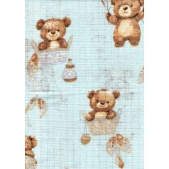 Mintás textil pelenka 1db-os - Lámpás maci kék