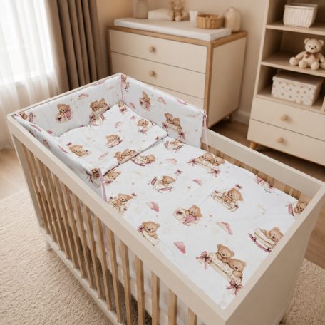 Baby Shop 3 részes ágynemű garnitúra - Mackó álom rózsaszín 