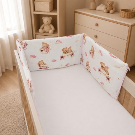 Baby Shop fejvédő kiságyba - Mackó álom rózsaszín