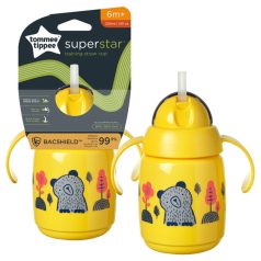   Tommee Tippee Superstar Training Straw cup szívószálas itatópohár 300 ml 6m+ - Sárga