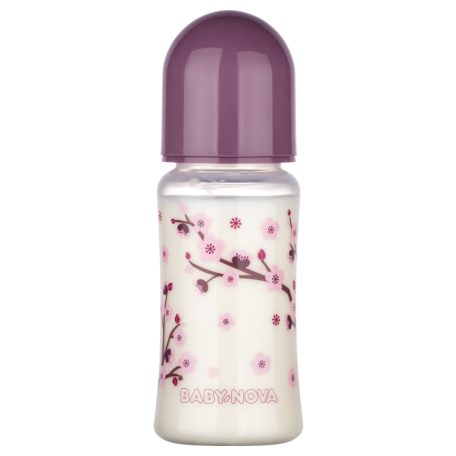 Baby-Nova Anti-Colic cumisüveg széles 300 ml szilikon cumival 0-24 hó - lila