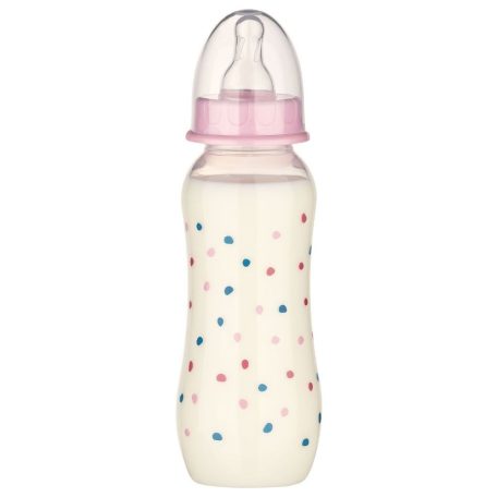 Baby-Nova cumisüveg szilikon cumival M-es 240 ml - rózsaszín 