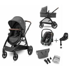   Maxi-Cosi Zelia S Trio babakocsi szett + FamilyFix S ISOFIX talppal - Dark Grey