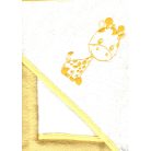 Babastar hímzett fürdőlepedő, fürdetőkesztyűvel 80*80 cm - zsiráf sárga/fehér