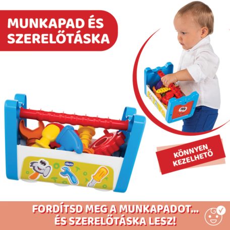 Chicco Szerelőpad és Szerszámos láda 2in1
fejlesztőjáték 12-36 hó