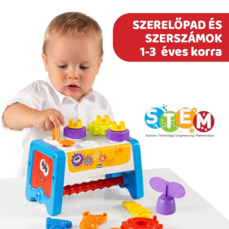 Chicco Szerelőpad és Szerszámos láda 2in1
fejlesztőjáték 12-36 hó