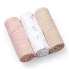 BabyOno Extra puha textil pelenka  3 db gyűrt muszlin - puderrózsaszín