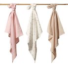 BabyOno Extra puha textil pelenka  3 db gyűrt muszlin - puderrózsaszín