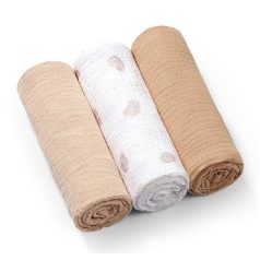   BabyOno Extra puha textil pelenka  3 db gyűrt muszlin - bézs