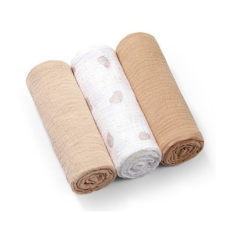BabyOno Extra puha textil pelenka  3 db gyűrt muszlin - bézs