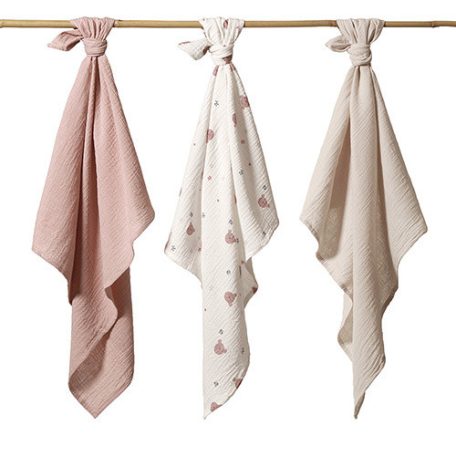 BabyOno Extra puha textil pelenka  3 db gyűrt muszlin - szürke