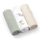 BabyOno Extra puha textil pelenka  3 db gyűrt muszlin - zöld