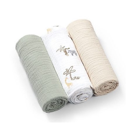 BabyOno Extra puha textil pelenka  3 db gyűrt muszlin - zöld