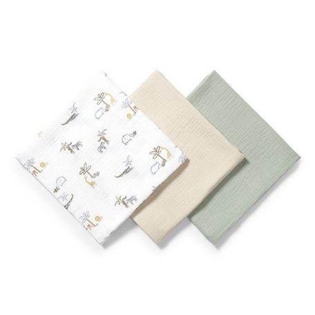 BabyOno Extra puha textil pelenka  3 db gyűrt muszlin - zöld