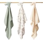 BabyOno Extra puha textil pelenka  3 db gyűrt muszlin - zöld