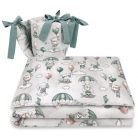 Baby Shop 3 részes ágynemű garnitúra - szürke/zöld lufis állatok