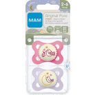MAM Original Pure Night 2-6 hó nyugtató cumi 2 db-os - rózsaszín madár/lila madár