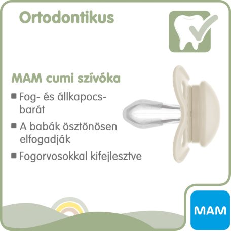 MAM Original Pure 6+ hó nyugtató cumi 2 db-os  - kék medve/bézs róka