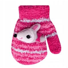 Yo! Bébi 3D-s téli kesztyű 10 cm - Pink/egeres