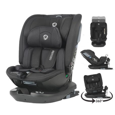 Coccolle Velsa iSize 360°-ban forgatható ISOFIX gyermekülés (40-150 cm) - Jet black 