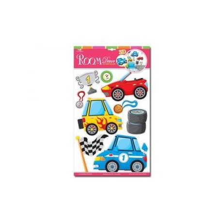 Falidekor 3D versenyautók 
