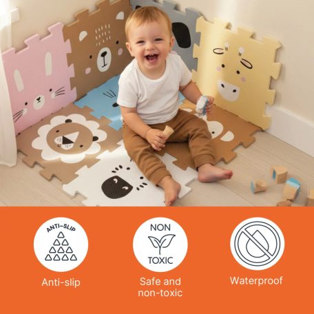 Zopa szivacs puzzle 30x30 cm 9db - Sugar Pink