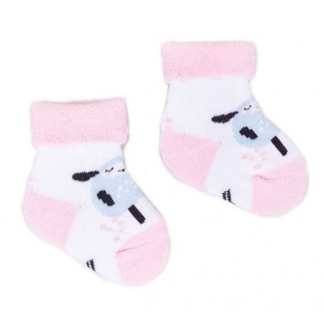 Yo! Baby frottír zokni 0-3 hó - fehér/rózsaszín  bárány