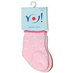 Yo! Baby frottír zokni 6-9 hó - rózsaszín masnis