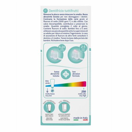 Chicco Vegyes gyümölcs ízű fogkrém 50 ml fluoridos xilittel Tuttifrutti 1-5 év