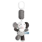 Sensillo plüss csörgő babakocsira fekete/fehér elefánt