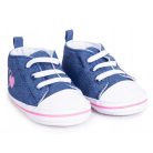 Yoclub Bébi Cipő 0-6 hó - Kék /rózsaszín szívecskével