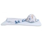 Baby Shop kapucnis fürdőlepedő 100*100 cm - kék lufis állatok