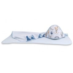   Baby Shop kapucnis fürdőlepedő 100*100 cm - kék lufis állatok