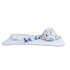   Baby Shop kapucnis fürdőlepedő 100*100 cm - kék lufis állatok