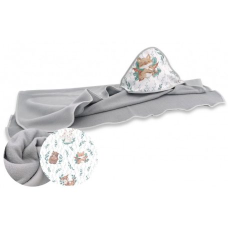 Baby Shop kapucnis fürdőlepedő 100*100 cm - Lulu natural szürke