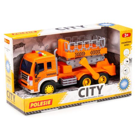 Polesie Toys City emelőkosaras autó - narancs