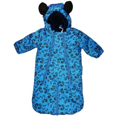 Disney Mickey kapucnis vízlepergetős bélelt baba bundazsák 68-74 kék 