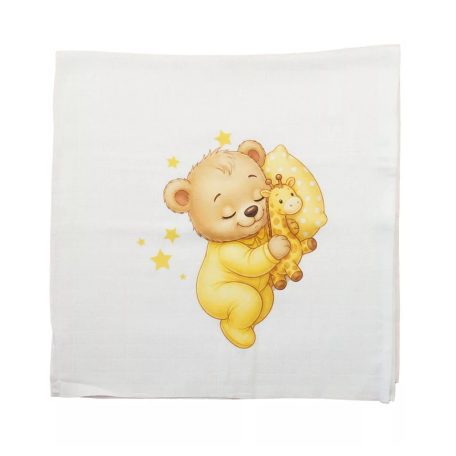 Textil tetra kifogó sárga Maci mintával 140*140 cm 